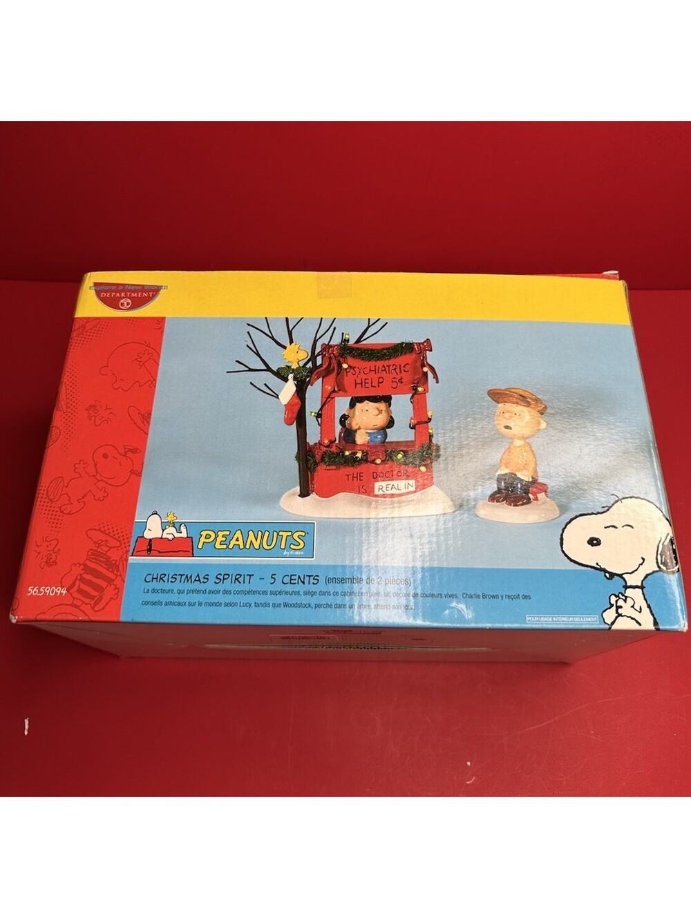 Vintage Peanuts Christmas Spirit 5 Cents Department 56 New Figurine